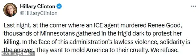 Hillary Clinton's Remarks on ICE Agent in Minnesota Death Spark Political Controversy