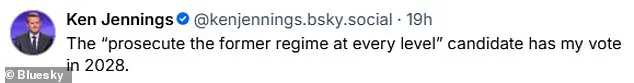 Ken Jennings Announces Support for Any Candidate Pledging Prosecution of Trump Administration Following ICE Shooting Death of Renee Nicole Good