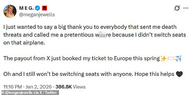 Megan Jewell's Viral Flight Tweet Sparks Controversy and Unexpected Financial Windfall: 'It's Amazing How Social Media Can Amplify Personal Stories'