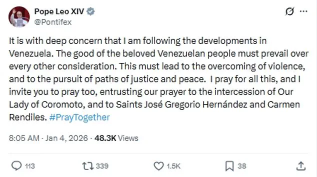 Pope Calls for Peace and Justice in Venezuela Amid Rising Tensions