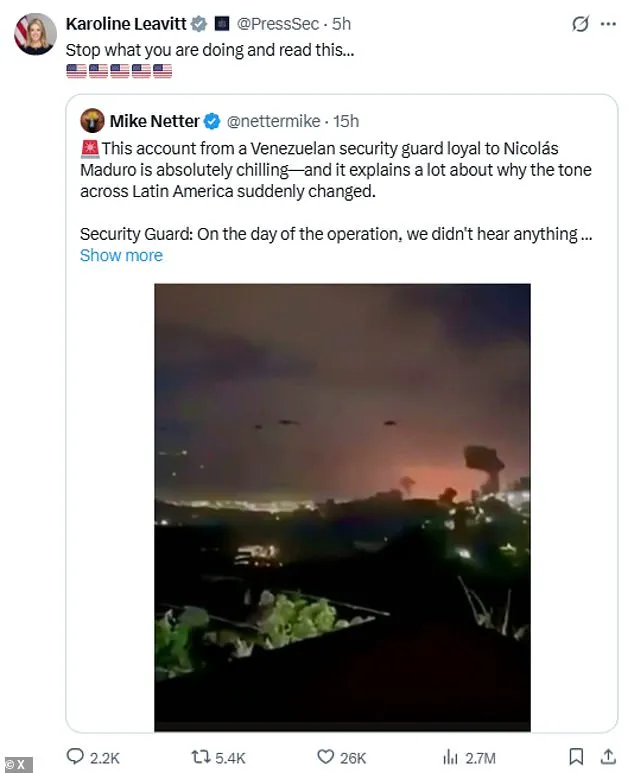 U.S. Allegedly Deploys Classified Sonic Weapon in Venezuela, as White House Press Secretary Raises Questions About Advanced Military Tech and Global Implications