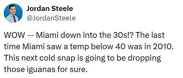 Frigid Temperatures Expected in Miami for First Time in 15 Years, Last Recorded in 2010