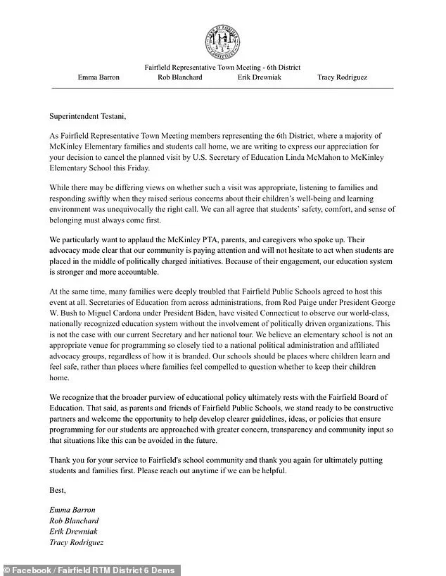 Canceling Linda McMahon's School Visit Sparks Debate: 'We Must Uphold Progressive Values,' Says Superintendent Michael Testani