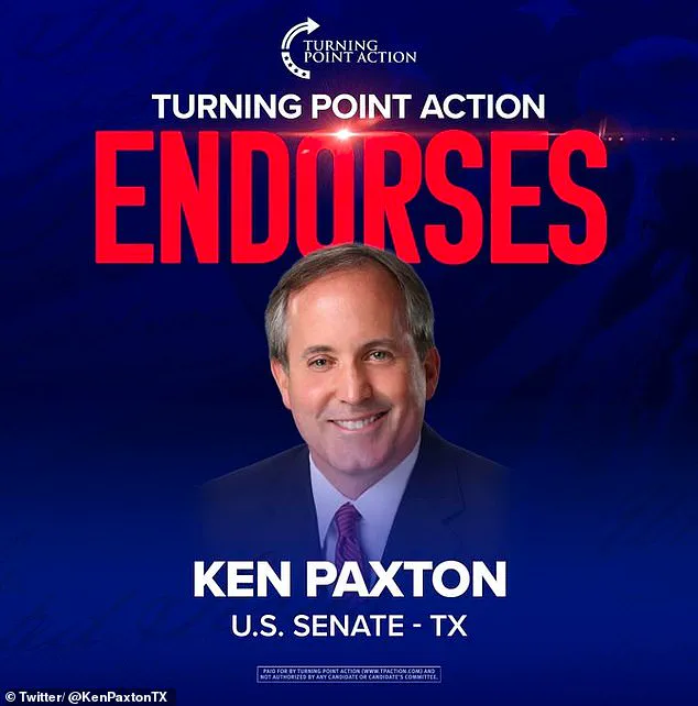 Controversial Endorsement: Turning Point Action Backs Ken Paxton Amid Legacy Clash and Strong Poll Lead