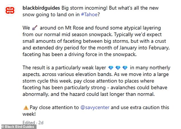 Blackbird Mountain Guides' Ominous Avalanche Warning and Deleted Promotional Comment Precede Tragic Lake Tahoe Avalanche