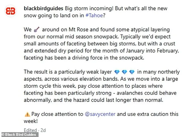 Blackbird Mountain Guides' Ominous Avalanche Warning and Deleted Promotional Comment Precede Tragic Lake Tahoe Avalanche