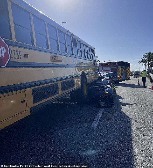 Viral Video Shows Speeding Jaguar Crashing into School Bus in Fort Myers, Miraculously No Fatalities