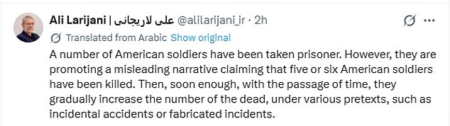 Pentagon Denies Iran's Claims of U.S. Troop Captures; CENTCOM Calls Accusations 'Unfounded