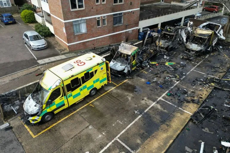 Three suspects charged over arson attack on Jewish charity ambulances in London