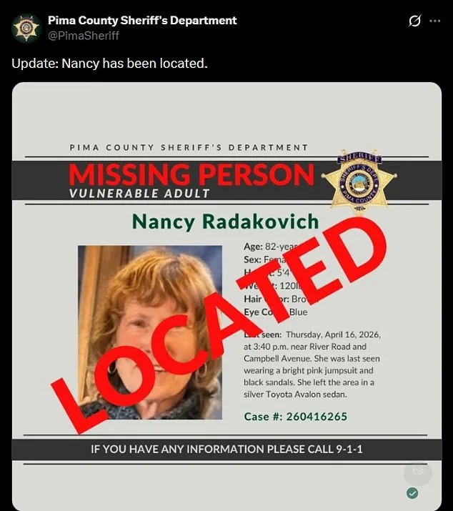 Pima County Sheriff's Office Confuses Residents with Misleading Missing Person Update.