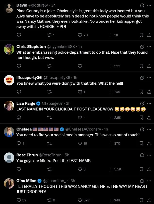 Pima County Sheriff's Office Confuses Residents with Misleading Missing Person Update.