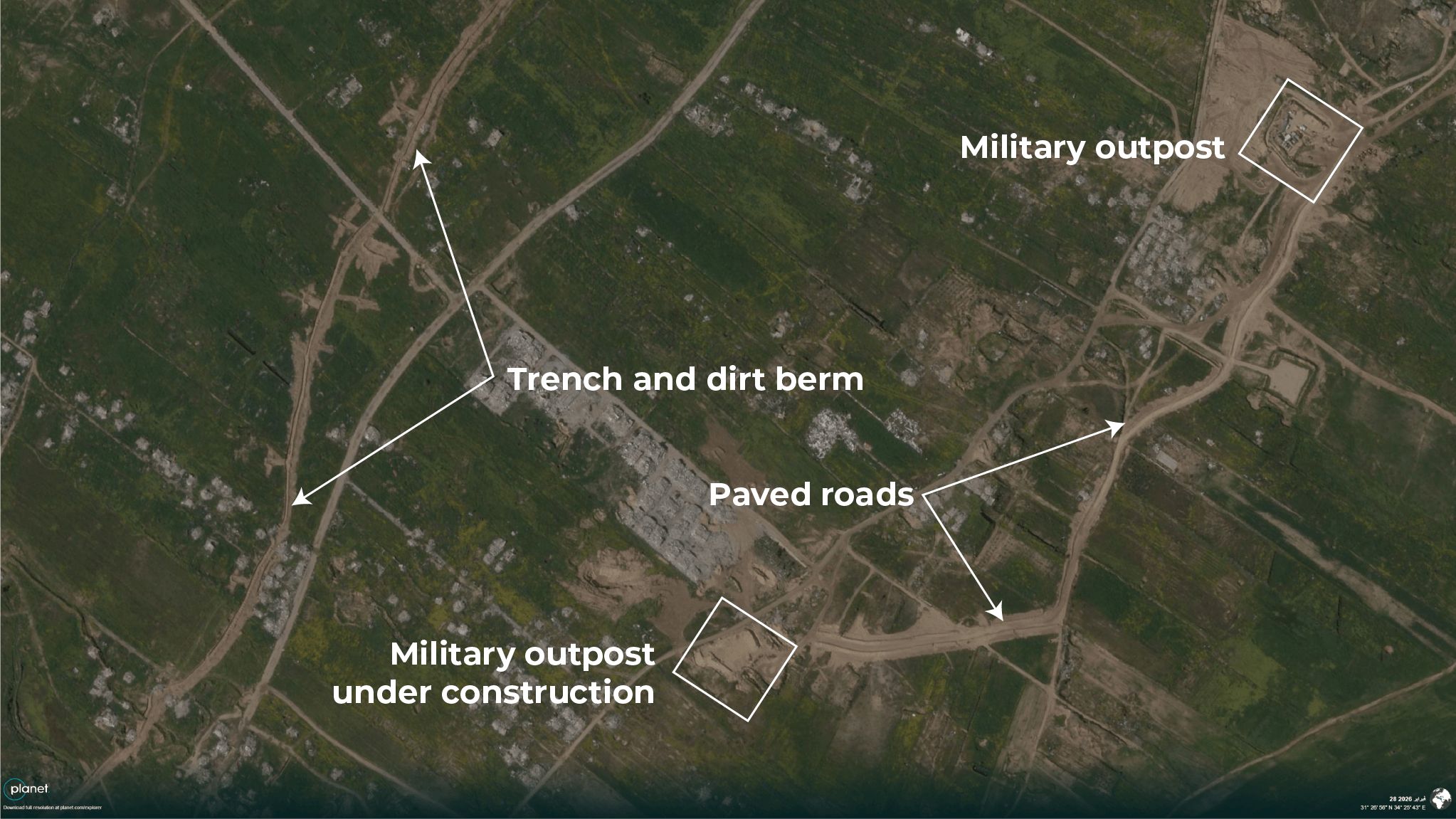 Satellite images reveal Israel building permanent military infrastructure in Gaza.