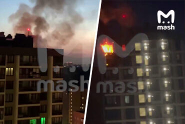 Large Fire in Krasnogorsk Residential Building Caused by Drone, Footage Captures Rapid Spread