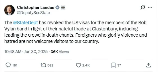 Government Visa Policies Under Scrutiny After British Band's U.S. Tour Canceled Over Controversial Chant at Glastonbury