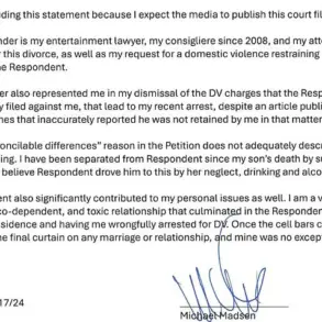Privileged Access: The Resurfaced Legal Filing Detailing a Tragic Accusation in a Divorce Case